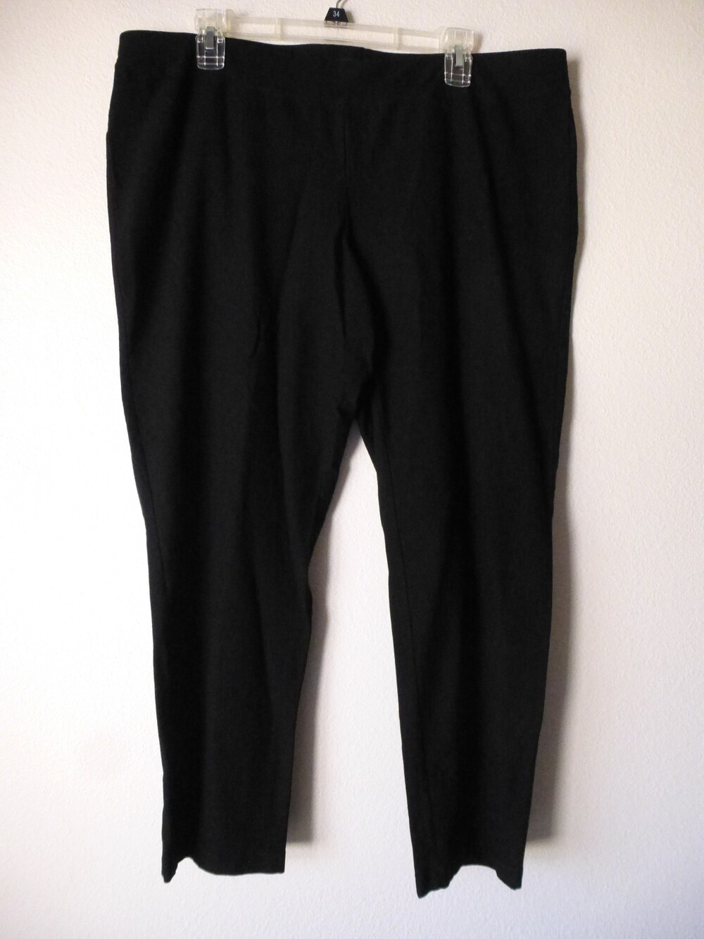 Eileen Fisher Crop Pants Womens XL Black Pull On Elastic Waist Stretch Made USA